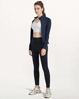 Locachy Women's Slim Fit Full Zip Athletic Running Sports Workout Jacket with Thumb Holes