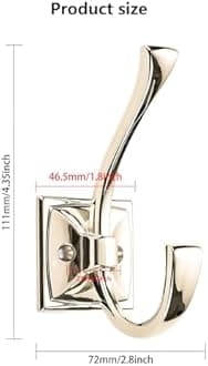 2 Pack Decorative Heavy Duty Towel Hooks for Hanging Robe Double Polished Nickel Coat Hooks Wall Mounted with Screws for Key, Towel, Bags, Cup, Hat