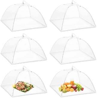 6 Pack Food Serving Tents 17 Inch Pop-Up Encrypted Mesh Food Covers, Keep Flies Bugs Mosquitoes Away, Fine Net Screen Umbrella for Outdoors, Parties Picnics, BBQs, Reusable and Collapsible
