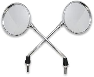 Shatterproof Glass Rear View Mirror, Chrome Finish, Right Hand, Left Hand Compatible for Royal Enfield Classic 500, Classic 350 (Chrome Finish)