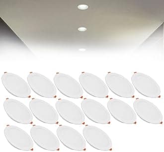 24W LED Recessed Ceiling Spotlights, 6000K Cold White Ultra Slim Panel Light, Cut Φ190-210mm, AC110-240V Round Downlights for Living Room Office, 16 Pack