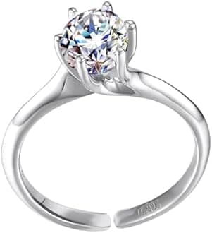 HighSpark 925 Silver Solitaire Rings for Women | Adjustable Contemporary Style | 92.5 Sterling Silver & Diamond Like Brilliance Sparkling Zirconia | Lovely Gift - Martini