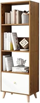 IOTXY Open Shelf Cube Bookcase - 59" Tall Mid-Century Large Bookshelf with Drawer and Deepen Display Storage Cabinet for Home Office, Walnut