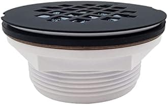 Westbrass D206P-2-62 2" No-Caulk PVC Compression Shower Drain with 4-1/4" Round Grid Cover, Matte Black (2-Pack)