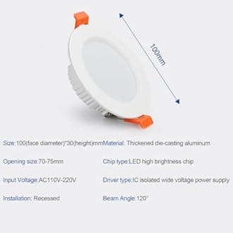 5W LED Recessed Ceiling Spotlights, 4000K Neutral White Ultra Slim Panel Light, Cut Φ70-75mm, AC110-240V Round Downlights for Living Room Office, 14 Pack