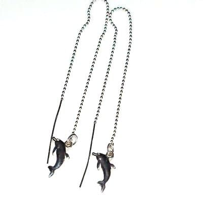 Sterling Silver Dolphin Ear Thread Earrings