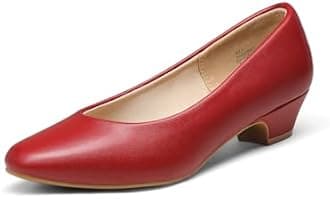 DREAM PAIRS Women's Mila Low Chunky Heel Pump