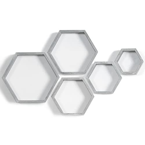 floating hexagon shelves