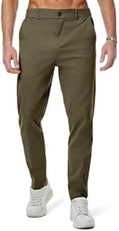 JMIERR Men's Chino Pants Casual Elastic Waist Tapered Golf Trousers