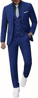 MrSure Men’s 3 Piece Suit Blazer, Slim Fit Tux with One Button, Jacket Vest Pants & Tie Set for Party, Wedding and Business