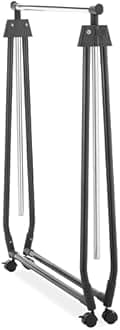 Whitmor Folding Garment Rack - Rolling Clothes Hanger - Adjustable Height - Black