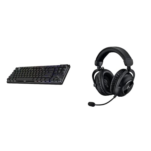 Logitech G Pro X TKL Lightspeed Wireless Gaming Keyboard, Linear + G Pro X 2 Lightspeed Wireless Gaming Headset Bundle - Black