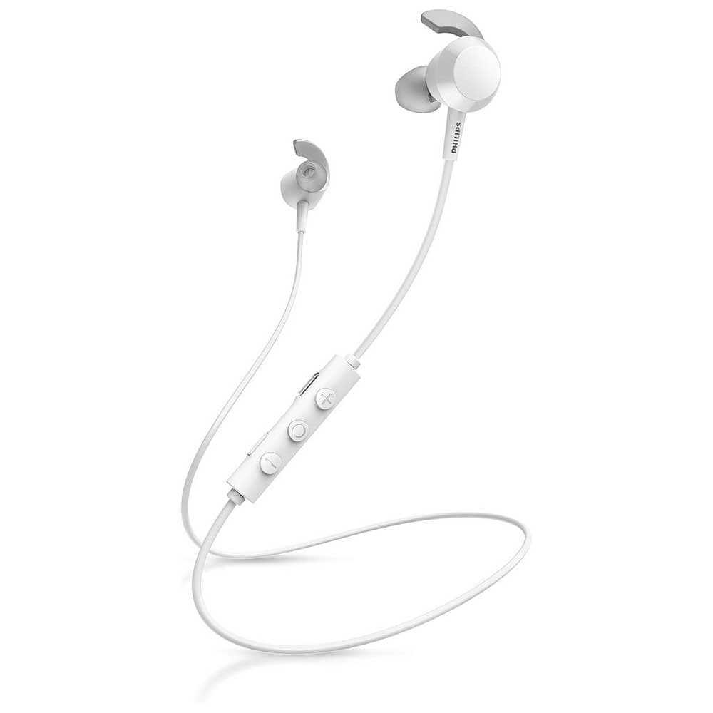 E4205WT/00 In-Ear Headphones Bluetooth with Inline Remote Control (8.2-mm Neodymium drivers, BASS Boost Button, 10 Hours Play Time, Noise Isolation, Secure Fit) White – 2020/2021 Model