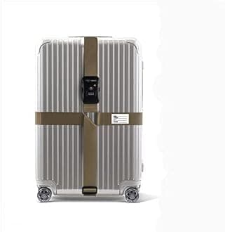 TSA Luggage Straps with Combination Lock Adjustable Non-Slip Cross Strap for 20-34 inch suitcases Travel Suitcase Belt (Khaki)