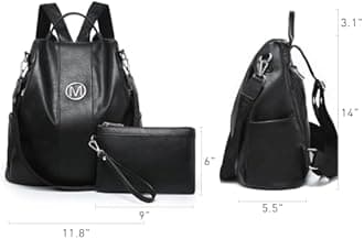 MKP COLLECTION Women Fashion Backpack Purse Multi Pockets Anti-Theft Rucksack Travel Shoulder Bag Handbag Set 2pcs