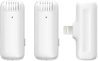 ULANZ I J12 Wireless Microphone for iPhone iPad | 2-in-1 Plug & Play | Charging Case | 7h Battery | For Real Estate Interview YouTube Vlogging | 20m Range | 1-Yr Warranty | Tripod + Pouch + iOS White