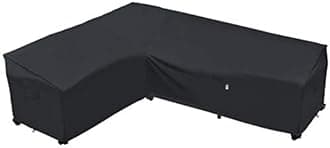 Heavy Duty Outdoor Sectional Sofa Cover, 85"X105" Waterproof 100% 600D Patio Sectional Couch Cover, Lawn Patio Furniture Cover (Midnight Black, L-Shaped Left Facing-85" x 105")