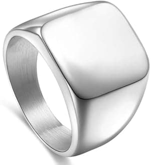 enhong Mens Rings Stainless Steel Square Signet Rings for Men,Pinky Thumb Ring for Dad Father Jewelry Gift for Him,Men's Ring for Male