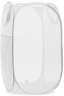 White : Mesh Pop-Up Laundry Hamper, White - 14" x 24" - Easy to open and folds flat for storage. Hampers mesh material helps eliminate laundry odors and moisture. Great laundry hamper for college dorm