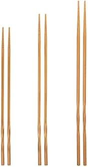 YOSUKATA Reusable Natural Wooden Long Cooking Chopsticks Set of 3 pairs: 11.8 inch, 13-inch, 14.2 inch Brown Long Wok Wooden Chopsticks Reusable