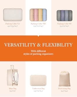 HOTOR Packing Cubes for Suitcases - 6 Pieces, Light Packing Cubes for Travel, Premium Suitcase Organizer Bags Set, Space-Saving Luggage Organizers, Water-Resistant Travel Essentials, Beige