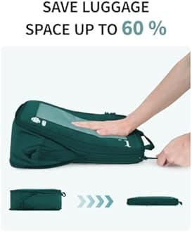 ECOHUB 5 Set Compression Packing Cubes for Suitcases Organiser Bags Travel Accessories with Shoes Bag Tear-resistant Travel Cubes with ID Tag Expandable Packing Bags (Dark Green)