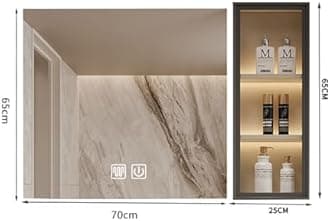 JSLJDM Mirror with medicine cabinet, bathroom mirror with storage,bathroom vanity mirror cabinet Aluminum Mirror Cabinet with Anti-Fog, Stepless Dimmable Light,White