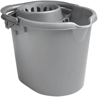 JMS we create smile - 16 Litre Mop Bucket with wringer attached for Floor Cleaning - Home & Office Use (Silver)