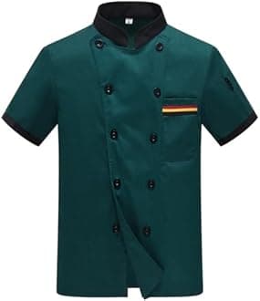 Men's Chef Coat Uniform Short Sleeve Cook Jacket Restaurant Kitchen Work Breathable Clothes