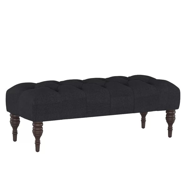 Storage Zeno Ottoman with Hidden Compartment, Rectangular 2 Seater Ottoman, Living Room Furniture, Storage Ottomans for Office, Bedroom, Living Room (Ivory) (Black)