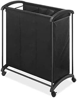 Whitmor 3 Section Laundry Sorter with Wheels - Black