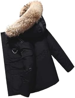 Men's Down Jacket Big Goose Autumn And Winter Thickened Coat Canada Style Warm Snow Coat (Color : Noir, Size : XXL)