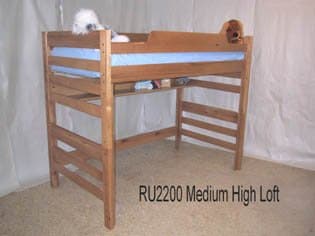 Medium Height Twin Loft Bunk Bed-Light Sierra Brown