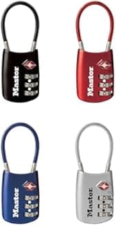 Master Lock Set Your Own Combination TSA Approved Luggage Lock, Travel Zipper Padlock is Perfect for Suitcases, Bags, or Backpacks, 4 Pack, 4688EC4