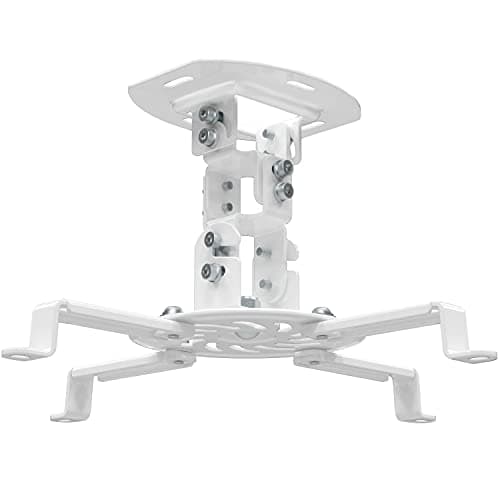 WALI Projector Ceiling Mount, Universal Low Profile Projector Mount with Retractable Arms and Multiple Adjustment Function, Mounting Holes from 2" to 12.5” (PM-002-W), White