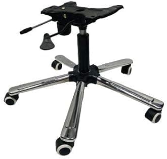 GOYALSON Office revolving Computer Chair Base Parts Accessories Heavy Steel Base 26 inch fit to Every Chair Universal Size (with White Black Wheel, Power Hydraulic & Push Back Plate)