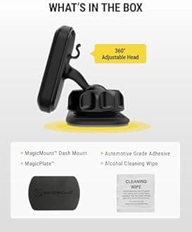 Scosche MAGKIT MagicMount Magnetic Car Phone Holder Mount - 360 Degree Adjustable Head, Universal with All Devices - Dashboard Mount - Pack of 2