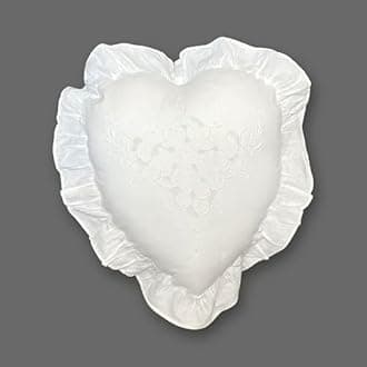 MODERN HEIRLOOM Embroidered and LACE 2-PC Pillow Decorative Pillow Set, 12 inches, Camille White 12" 2 Count