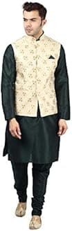Uri and MacKenzie Men's Silk Blend Kurta Pajama with Designer Ethnic Nehru Jacket /Modi Jacket/Waistcoat