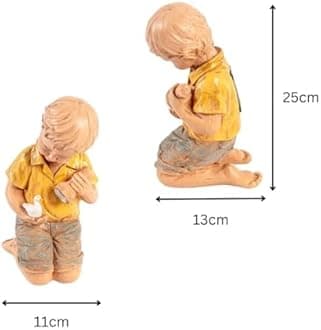 Garden Mile Solar Boy Garden Ornament - Resin Boy and Duck Statue with Solar Lantern Light - Weatherproof Outdoor Decoration for Patio, Lawn, Flower Beds - Durable 25 cm Hand-Painted Garden Figure