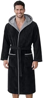 Morgenstern Dressing Gown Men 100% Cotton Hood Luxury Velvet Terry Bathrobe Finn