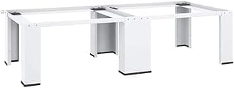 vidaXL Dual Pedestal for Washing and Drying Machines – Sturdy Steel Construction, Non-Slip Design, Convenient Height, Suitable for Standard Machines, White