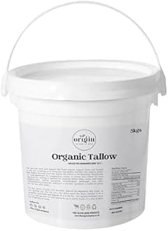 Origin Organic Grassfed Beef Tallow | Certified Premium Quality | Beef Fat Drippings | Food & Skin Grade | Multiple Uses | British Farms (5kg)