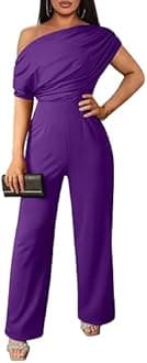 YMDUCH Women's Casual Sleeveless Off Shoulder Wide Leg Long Pant Jumpsuits