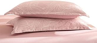 homebox 100% Egyptian Cotton Duvet Cover Set - 3 Pieces Luxury Long-Staple Cotton Geometric Print Bedding Covers,Breathable and Soft,Sateen Weave Premium Bedding Set (King,Pink,90''x 104'')