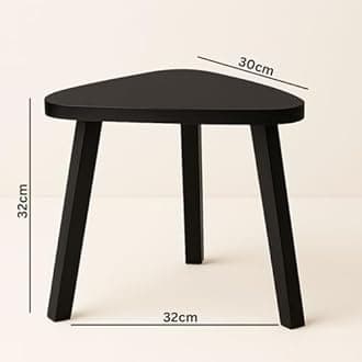 SBF Furniture Mini Triangle Side Table, 32 cm, Matte Finish, Modern Minimalist Design, 3 Angled Legs (Black1)