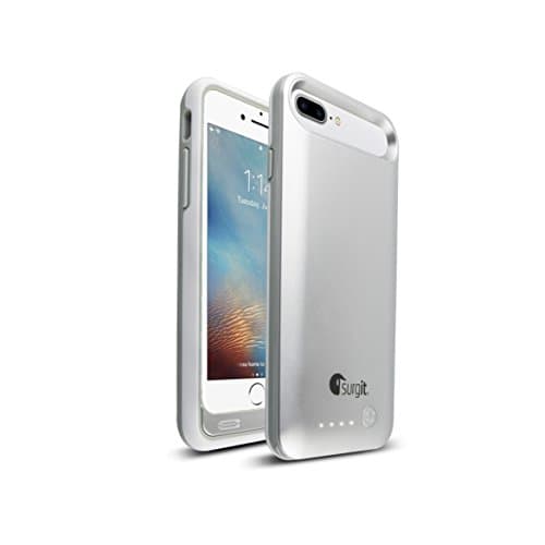 Surgit Protective Battery Pack Case for iPhone 8 Plus and iPhone 7 Plus Ultra Slim Power Charging Pack 3100mAh Capacity, Apple Certified Extended Power Juice Pack - Silver