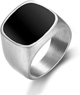 Mens Rings Stainless Steel Square Signet Rings for Men,Pinky Thumb Ring for Dad Father Jewelry Gift for Him,Men's Ring for Male