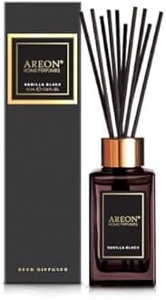Areon Home Fragrance Luxury Perfume Reed Diffuser + 10 Rattan Reeds, Vanilla Black Scent, 85ml