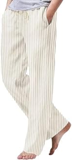 iWoo Linen Pants Men Casual 2025 Summer Beach Elastic Drawstring Waist Yoga Pants Travel Baggy Work Pant Pajama